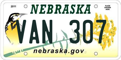 NE license plate VAN307