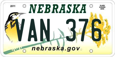 NE license plate VAN376