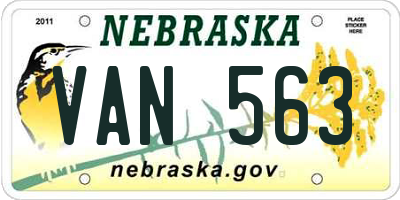 NE license plate VAN563