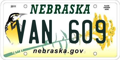 NE license plate VAN609