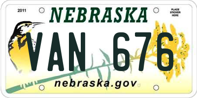 NE license plate VAN676
