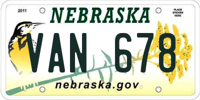 NE license plate VAN678