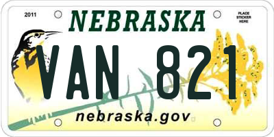 NE license plate VAN821
