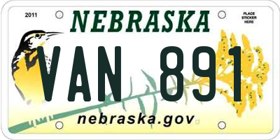 NE license plate VAN891