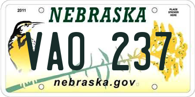 NE license plate VAO237