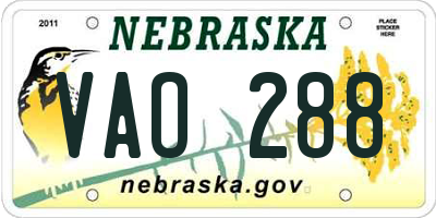 NE license plate VAO288