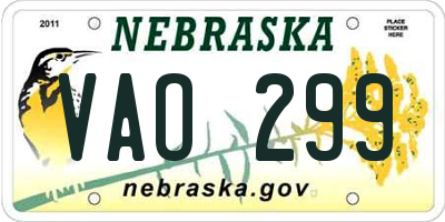 NE license plate VAO299