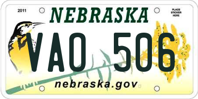 NE license plate VAO506