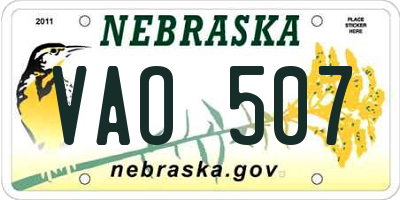 NE license plate VAO507