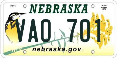NE license plate VAO701