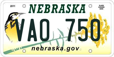 NE license plate VAO750