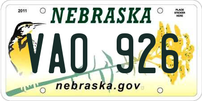 NE license plate VAO926