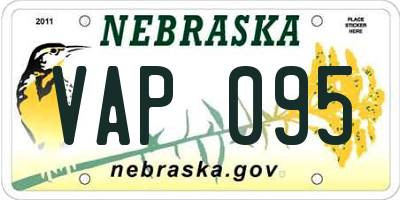 NE license plate VAP095