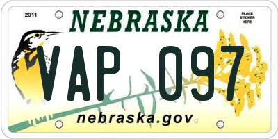 NE license plate VAP097