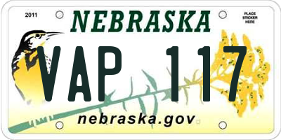 NE license plate VAP117