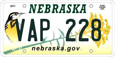 NE license plate VAP228