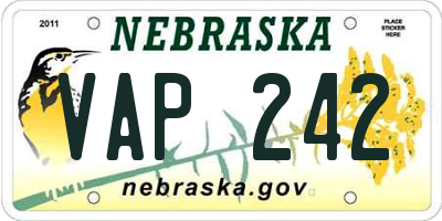 NE license plate VAP242