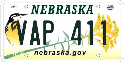 NE license plate VAP411