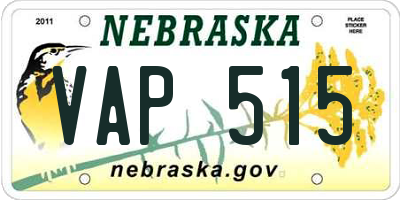 NE license plate VAP515