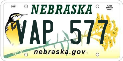 NE license plate VAP577