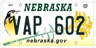 NE license plate VAP602