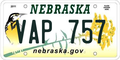 NE license plate VAP757