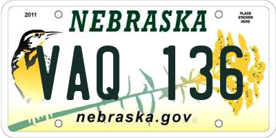 NE license plate VAQ136