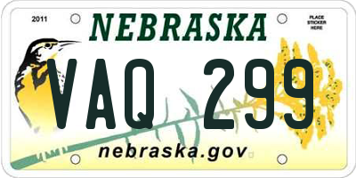 NE license plate VAQ299