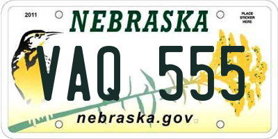 NE license plate VAQ555