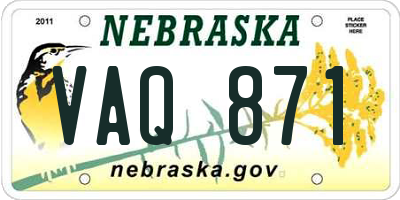 NE license plate VAQ871