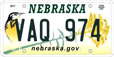 NE license plate VAQ974