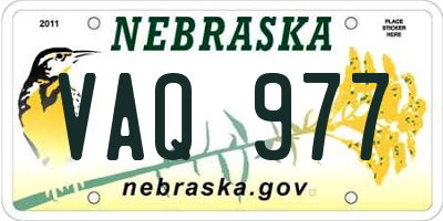 NE license plate VAQ977