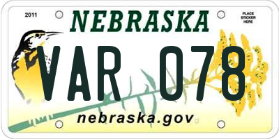 NE license plate VAR078