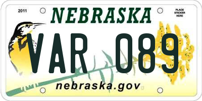NE license plate VAR089