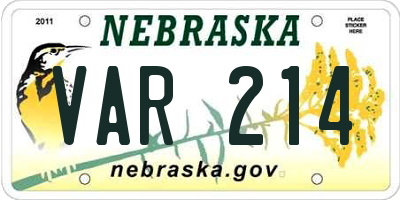 NE license plate VAR214