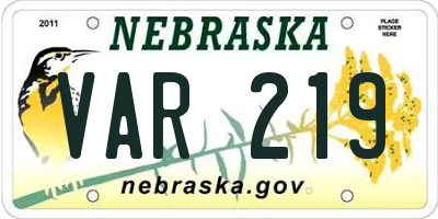 NE license plate VAR219