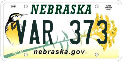 NE license plate VAR373