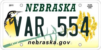 NE license plate VAR554