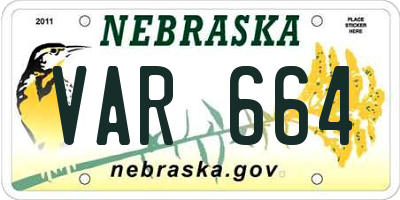 NE license plate VAR664