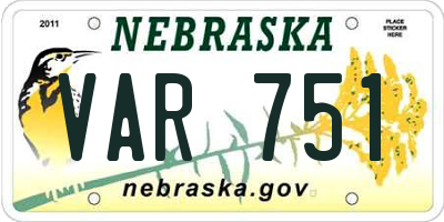 NE license plate VAR751