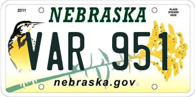 NE license plate VAR951