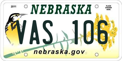 NE license plate VAS106