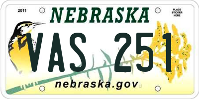 NE license plate VAS251