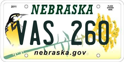 NE license plate VAS260