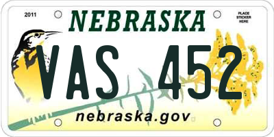 NE license plate VAS452