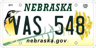 NE license plate VAS548