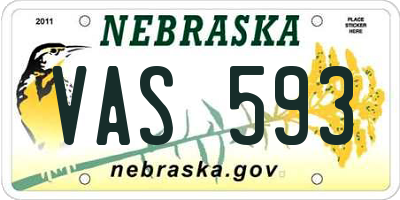 NE license plate VAS593