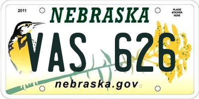 NE license plate VAS626