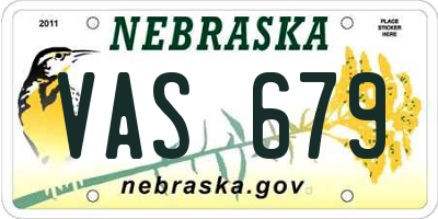 NE license plate VAS679