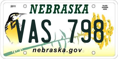 NE license plate VAS798